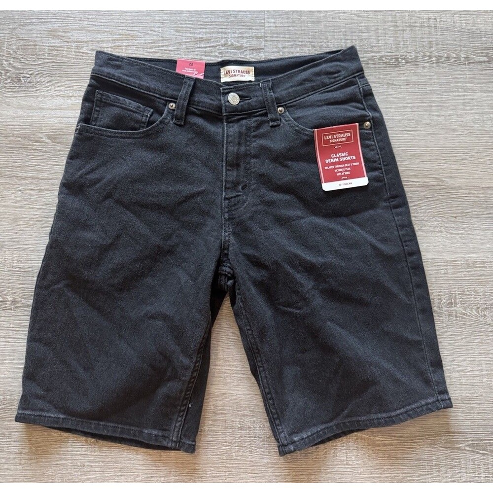 Levi Strauss Signature Men's 28 Classic Denim Shorts BLACK 10" Inseam